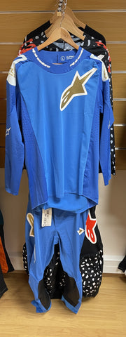 Tenue Alpinestars Motocross Supertech Bruin Bleu / Or